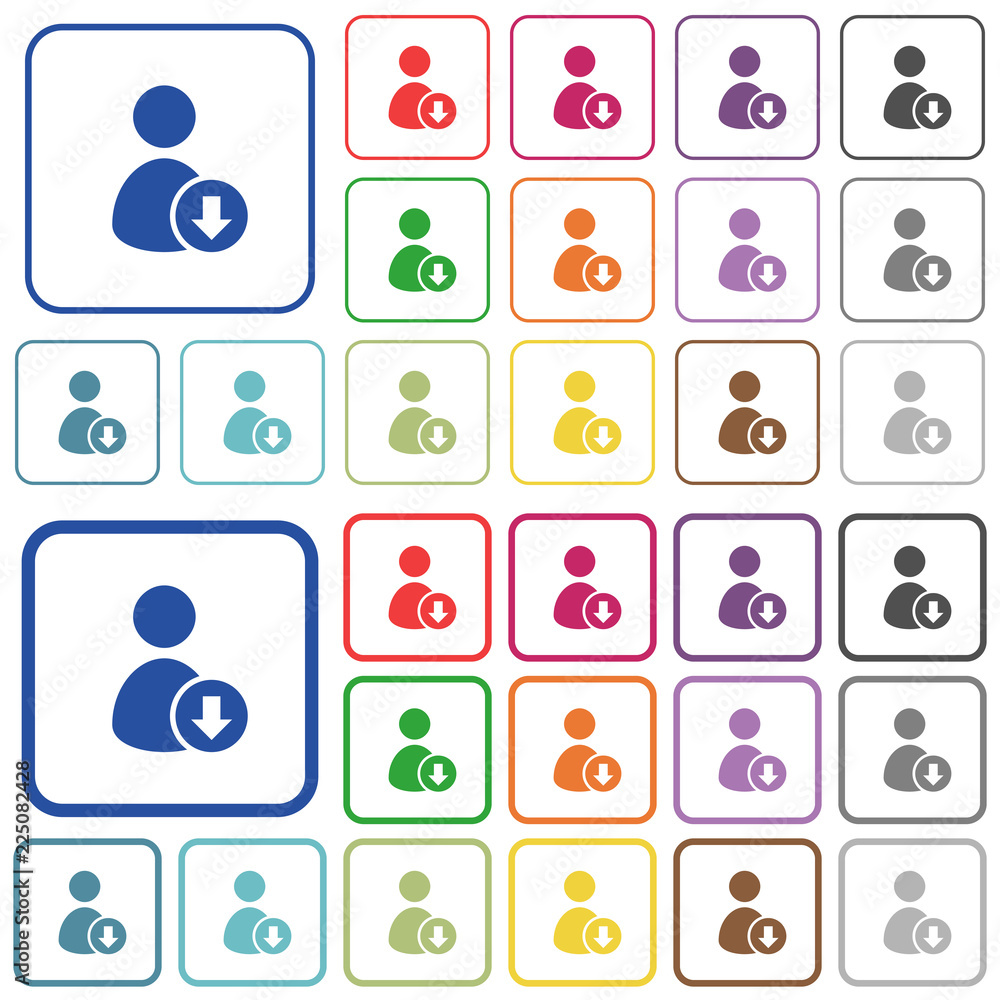 Poster move down user outlined flat color icons