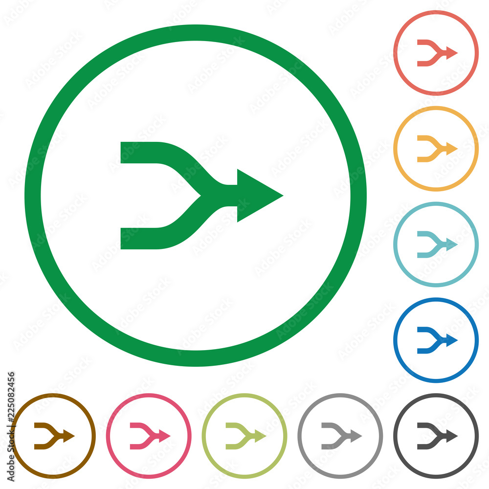 Poster merge arrows flat icons with outlines