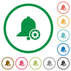 Reminder settings flat icons with outlines