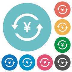 Yen pay back flat round icons