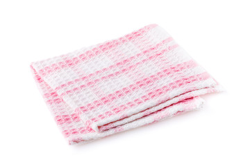 Pink cotton napkin isolated on white background