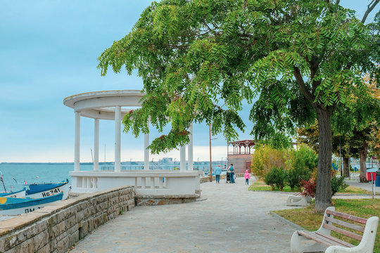 Pomorie, Bulgaria - September 29, 2018: Beautiful view from the city.