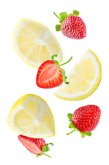 Flying Lemon slices with strawberry slices