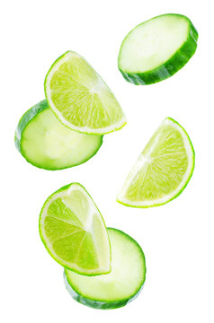 Flying Lime slices with Cucumber slices