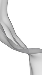 Abstract purple wave. Blue scarf. Bright purple ribbon on white background. Abstract smoke. Raster air background. Vertical image orientation. 3D illustration