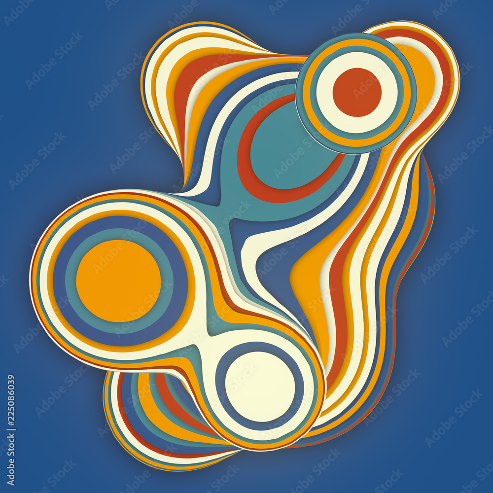 Poster colored sliced shape. computer generated abstract geometric 3d render illustration