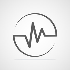 Heartbeat icon in the circle. Vector illustration.