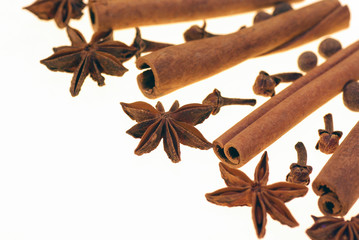 scented spices on a white background