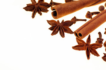 scented spices on a white background
