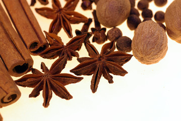 scented spices on a white background