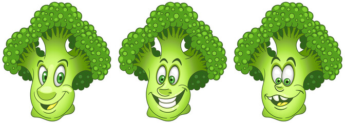 Broccoli. Vegetable food. Emoji emoticon collection.