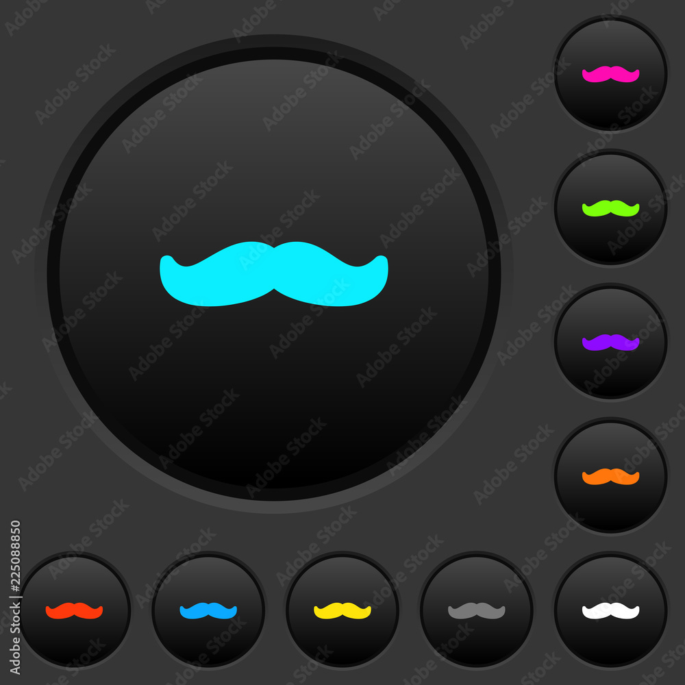 Poster mustache dark push buttons with color icons