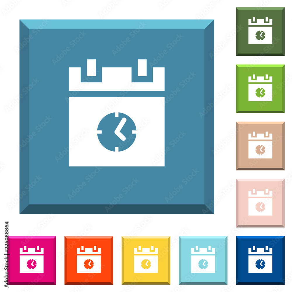 Poster schedule event time white icons on edged square buttons
