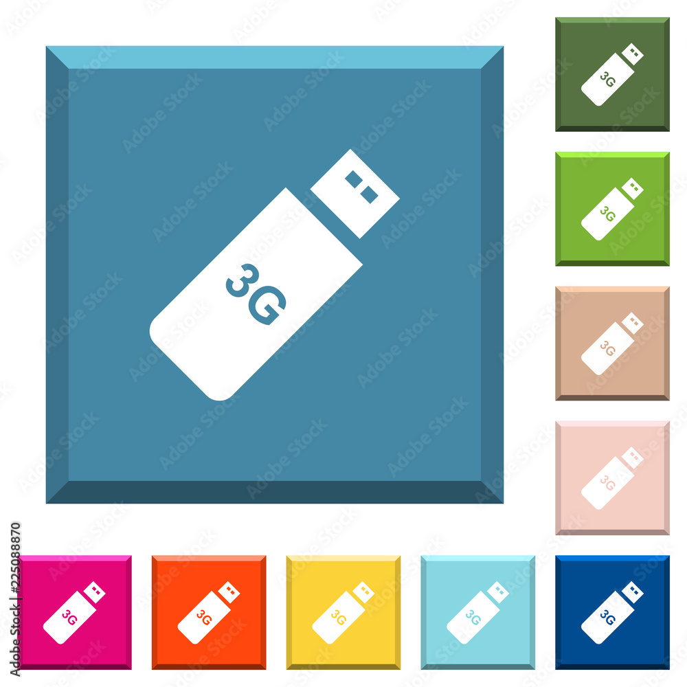 Poster third generation mobile stick white icons on edged square buttons