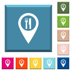 Restaurant GPS map location white icons on edged square buttons