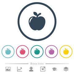 Apple flat color icons in round outlines