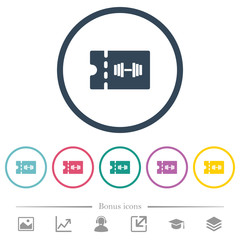 Gym discount coupon flat color icons in round outlines