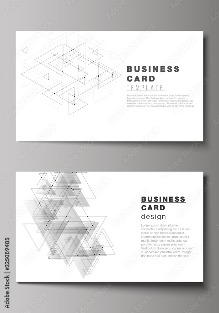Poster the minimalistic abstract vector illustration of editable layout of two creative business cards desi