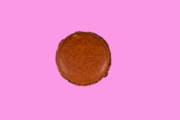 French macaroon isolated on the pink background