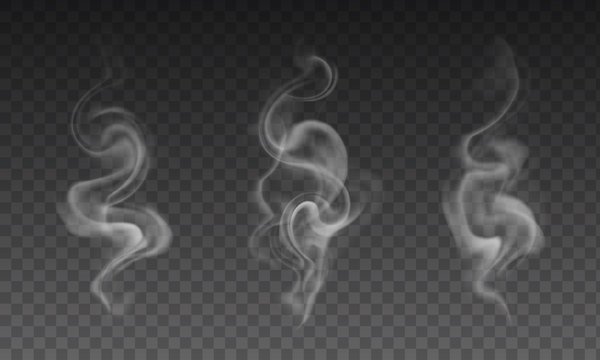 Vector set of realistic transparent smoke effects