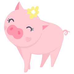 Pigs illustration isolated on white. Symbol of new year