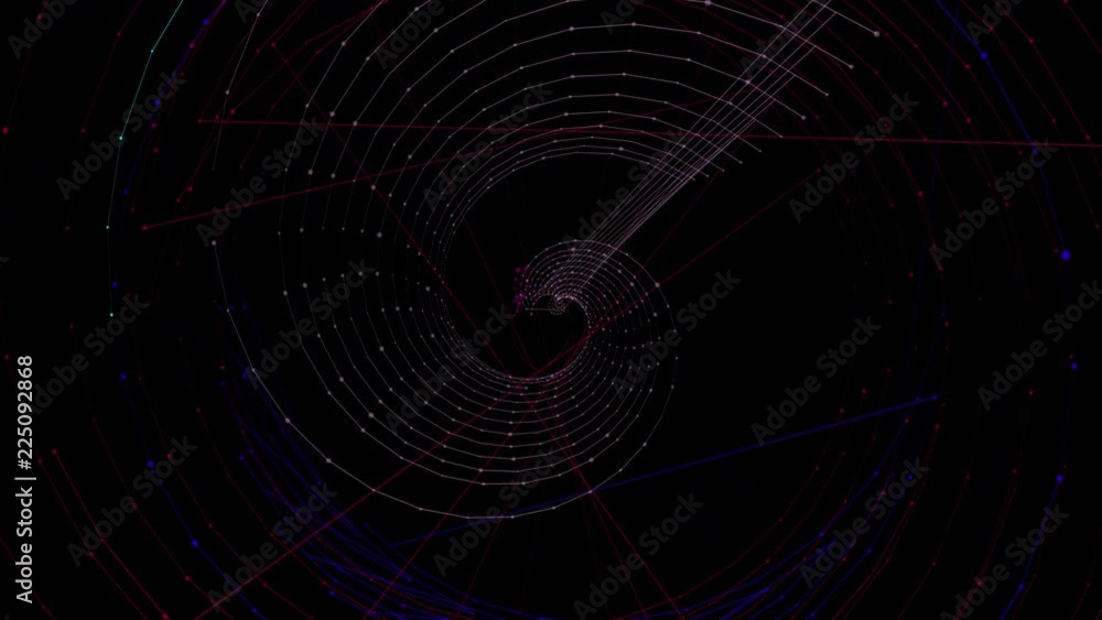 Wall mural seamless sparkling rotating spiral pattern on black background