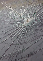 broken tempered glass closeup , background of glass was smashed close up