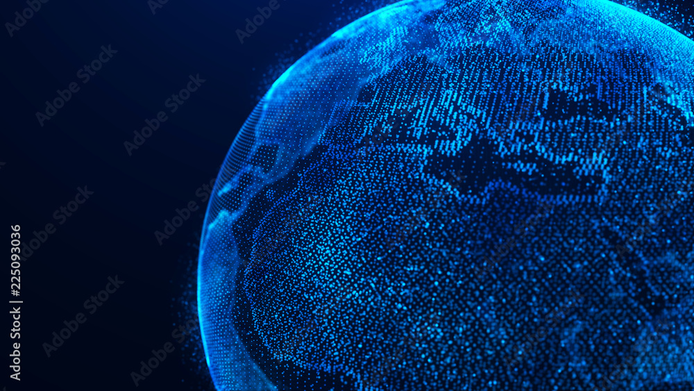 Leinwandbilder Global planet background. Global network planet Earth. 3D rendering. World map point.