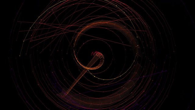 Seamless sparkling spiral dot tunnel on black background