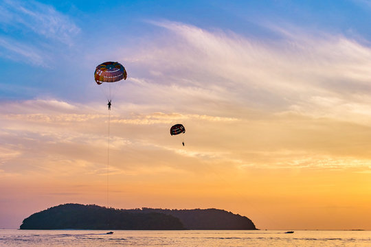 Parasailing at sunset