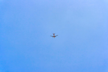 Plane is taking off from an island