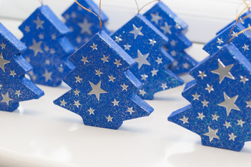 Rows of Handmade Christmas Tree Decorations