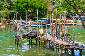 Fototapeta premium Fishing village on Langkawi island, Malaysia