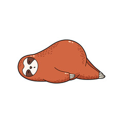 Vector illustration. Lovely cartoon sloth. Logo Icon. Template for printing, postcards, covers, textiles, clothes