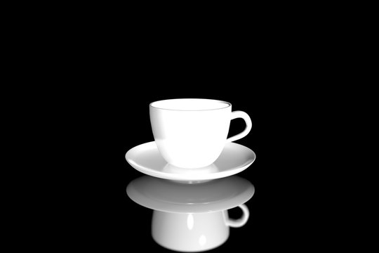3d Illustration coffee cup on a dark background	