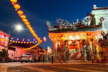 Chinese New Year celebration lanterns on Penang island, Georgetown, Malaysia