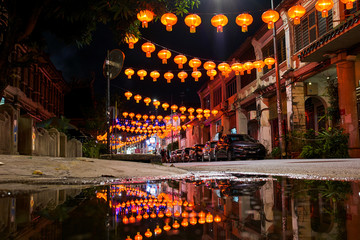 Chinese New Year celebration lanterns on Penang island, Georgetown, Malaysia