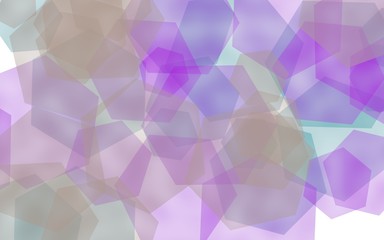 Multicolored translucent hexagons on white background. Pink tones. 3D illustration