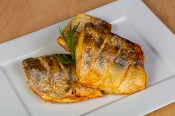 Roasted pike perch
