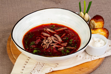 Traditional Borsch with meat
