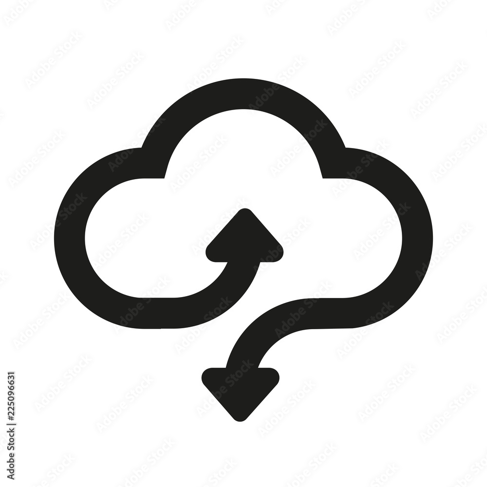 Poster Download and upload vector icon. Flat sign for mobile concept and web design. Cloud with arrow up and down simple solid icon - vector