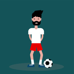 flat vector guy boy footballer on green background