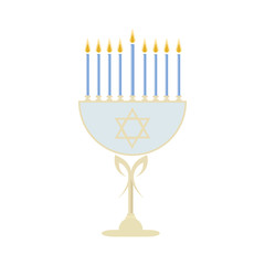 vector of the jewish holiday of hanukkah with the golden menorah and the traditional candelabra