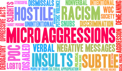 Microaggressions Word Cloud on a white background. 