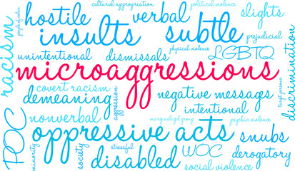 Microaggressions Word Cloud on a white background. 
