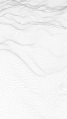 Fototapeta na wymiar Abstract landscape on a white background. Cyberspace grid. Hi-tech network. 3D illustration