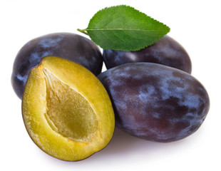Fresh plum on white background