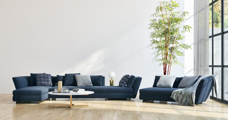 large luxury modern bright interiors apartment Living room illustration 3D rendering computer...