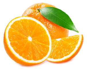 Fresh orange on white background