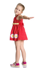 The little girl is full-length.